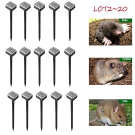 RELIGHTABLE LOT2~24 Solar Powered Ultrasonic Sonic Mouse Mole Pest Rodent Repeller Yard New - 24PCS