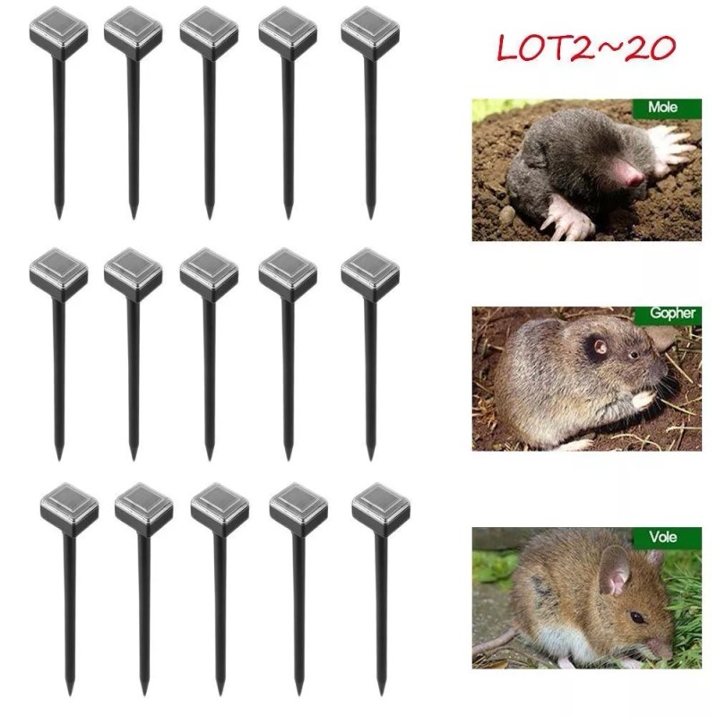 RELIGHTABLE LOT2~24 Solar Powered Ultrasonic Sonic Mouse Mole Pest Rodent