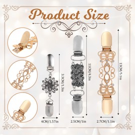 Jeffdad Pack of 5 Pullover Clips, Vintage Cardigan Clips, Antique Scarf Clip Brooches, Women's Scarf Buckle, Retro Cardigan Collar Clip for Sweaters, Cardigans, Shirts, Scarves, Zinc