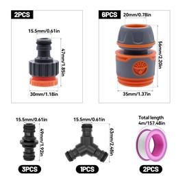 Piuluvor® 14-Piece Hose Coupling Set, 1/2 Inch Coupling Garden Hose Connector I/Y Hose Connector 3/4 Inch Garden Adapter Hose Connection for Family Garden