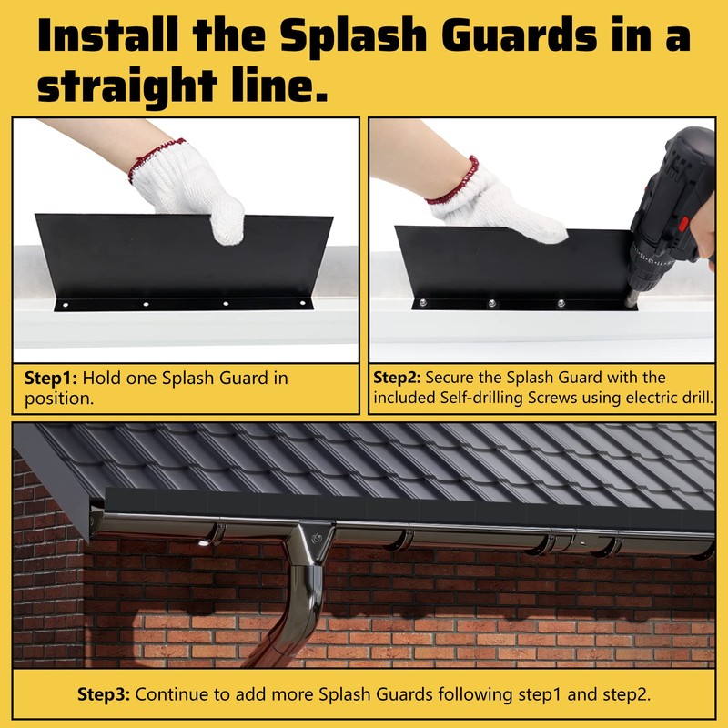 Powrocket 4 Pack Aluminum Gutter Valley Splash Guard,Keep Water from