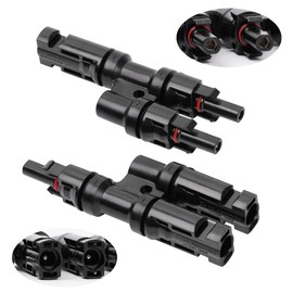 URAQT Solar Panel Connector, 1 Pair 2 to 1 T Branch Parallel Adapter, MFF/FMM, Professional Solar Cable Joint, IP67 Waterproof for Solar Panels Parallel Connection