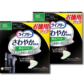 Life-free Refreshing Pads for Men, 2.8 fl oz (80 cc), Medium Weight, 10.2 inches (26 cm), 26 Sheets (26 cm)