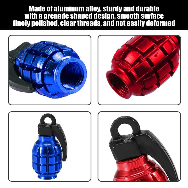 8 Pieces Grenade Shape Air Valve, Tire Valve Cap, Dust
