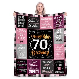 70th Birthday Gifts for Women, Unique Happy Birthday Fleece Throw Blanket 50" x 60", Funny 70 Years Old Birthday Decorations Gifts, Best 70th Birthday Gfit Ideas for Mom, Wife, Sister, Friends, Female