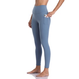 Colorfulkoala Women's High Waisted Yoga Pants 7/8 Length Leggings with Pockets (L, Steel Blue)