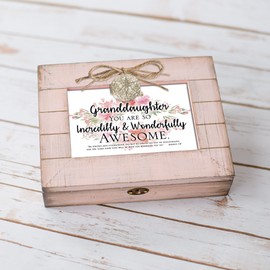 Cottage Garden Granddaughter So Awesome Blush Pink Distressed Locket Music Box Plays Friend in Jesus