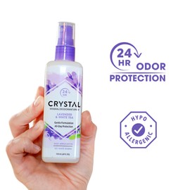 Crystal Essence CRYSTAL? Mineral Deodorant Spray- Body Deodorant With 24-Hour Odor Protection, Lavender & White Tea Spray, Non-Staining, Aluminum Chloride & Paraben Free, 4 FL OZ - Pack of 2