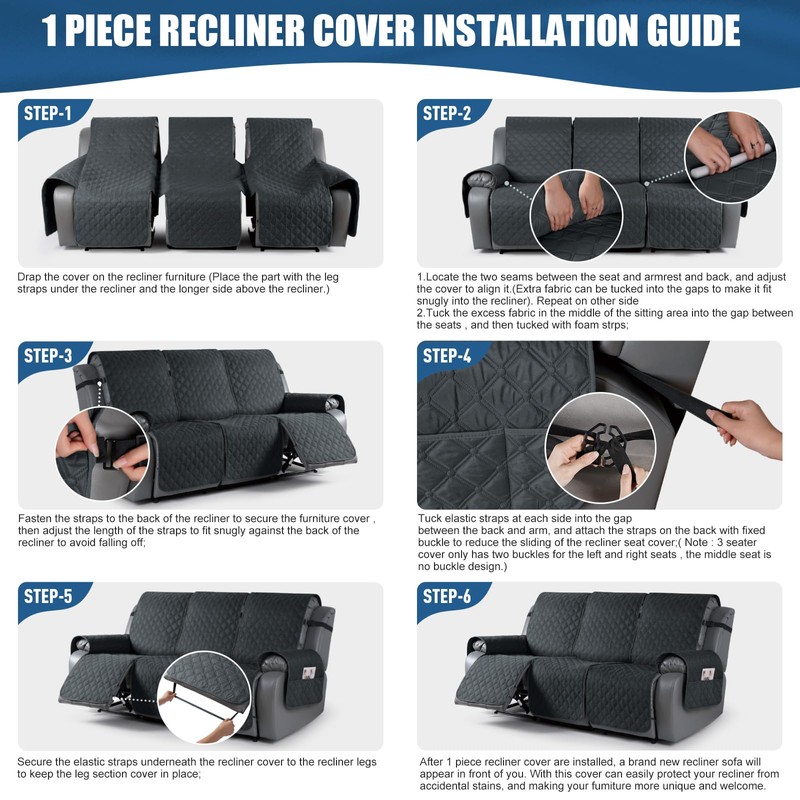 TAOCOCO 100% Waterproof Recliner Covers, Recliner Sofa Covers with Leg