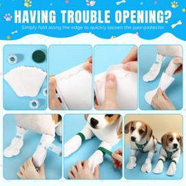 Sunnymove 100 Pcs Disposable Dog Paw Protector Adjustable Pet Boots Dog Feet Covers for Paw Protection with Self Adhesive Bandage for Small Medium Large Dogs Indoor Outdoor Walking Foot Muffs