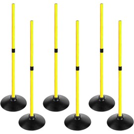 Soccer Agility Poles Set Detachable Sports Trainning Speed Pole Slalom Poles with Rubber Base Sport Traning Equipment - Color: Pack of 6, Style Name: 4.9 FT