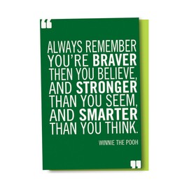 Tree-Free Greetings EcoNotes 12-Count Braver Stronger Smarter Blank Notecard Set with Envelopes, All Occasion, Winnie The Pooh Quote (FS56975)