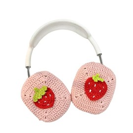 Handmade Crochet Pink Cute Strawberry Headphone Cover – Compatible with Sony xm4, Protective Case for Music Lovers