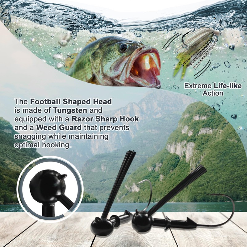 Reaction Tackle Tungsten Football Jig Perch Fishing 0.5L