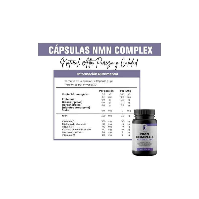 Nmn Complex Naima Plus Suplemento Nicotinamida Mononucleótido Resveratrol