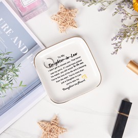 Piudee Daughter in Law Gifts from Mother in Law, Jewelry Dish Ring Trinket Dish for Daughter in Law Birthday Valentines Mother's Day Christmas Wedding Gift for Daughter in Law