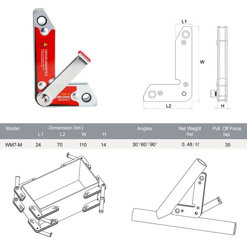LISHUAI New Item 2pcs/pack Neodymium Magnet Welding Clamp/90 Degree Permanent