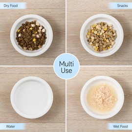 CEEFU Thicker Ceramic Cat Food and Water Bowls 3 PCS, Whisker Stress Free Cat Dishes, Relieves Fatigue, Shallow Pet Food Dish for Cats Puppy, White