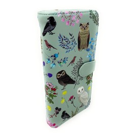 Shag Wear Wild Bird Owl Large Wallet for Women and Teen Girls Vegan Faux Leather 7" Mint Green