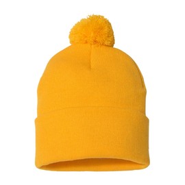 Sportsman Pom-Pom 12" Knit Beanie One Size Gold