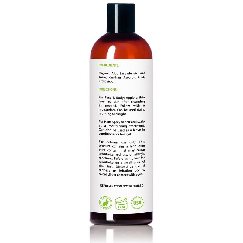 Amara Beauty Aloe Vera Gel from Organic Cold Pressed Aloe,