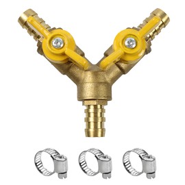 bociloy 3 Way Shut Off Ball Valve 3/8" (11.5mm) Hose Barb, 3 Way Barb Pipe Tubing Fitting Coupler, 2 Y Shaped Switch Ball Valve for Water Fuel Air