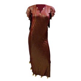 Egyptian Belly Dance Nancy Stretchy Folkloric Dancing Outfit Galabeya Oriental Abaya Dress Dresses Costume Baladi Saidi Fallahi Carnival Sequins Handmade Bellydance Women (Dark Red X Gold)