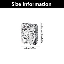 JFGDVW Pair Of Elastic Sequin Wrist Cuffs, Stylish Wrist Cuffs Stretchable Arm Sleeves, For Festive Outfit, Women Men Stage Performers Dressingup Dance Eventprops