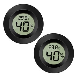 EEEKit Hygrometer Thermometer Digital LCD Monitor Indoor Outdoor Humidity Meter Gauge for Humidifiers Dehumidifiers Greenhouse Basement Babyroom Black Round