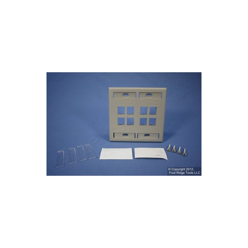 Leviton 42080-8GP 8-Port Dual Gang QuickPort Wallplate with ID Windows,