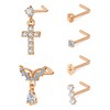 VFUN Dangle Nose Stud 20G Stainless Steel Cross Diamond CZ