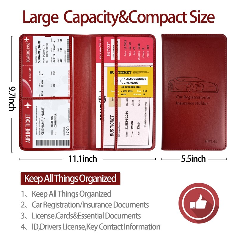 Car Registration and Insurance Holder, 5.5 x 5 Inch PU