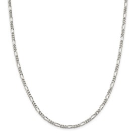 Solid 925 Sterling Silver 3.5mm Figaro Chain Necklace - with Secure Lobster Lock Clasp 36"