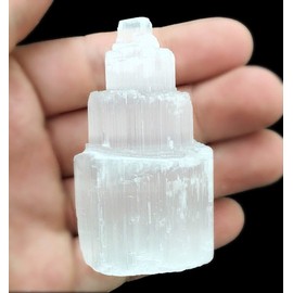 Earth Story Natural 5cm Selenite Mountain Pillar – Crystal Tower for Meditation & Spiritual Healing.