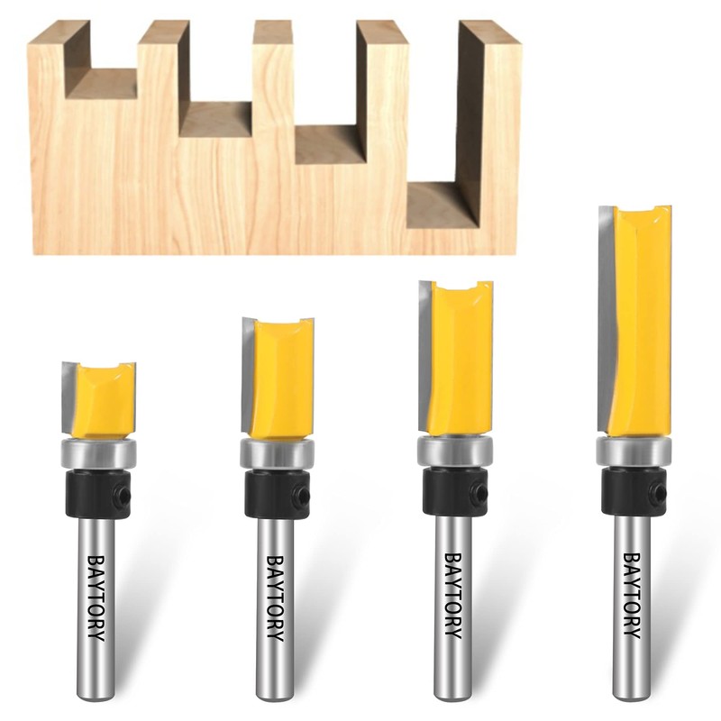 BAYTORY Professional Pattern Flush Trim Router Bit Set with 1/4