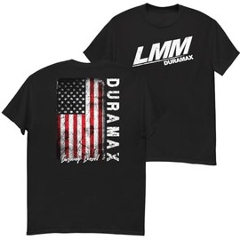 LMM Duramax T-Shirt Mens Diesel Truck Shirt with American Flag Design