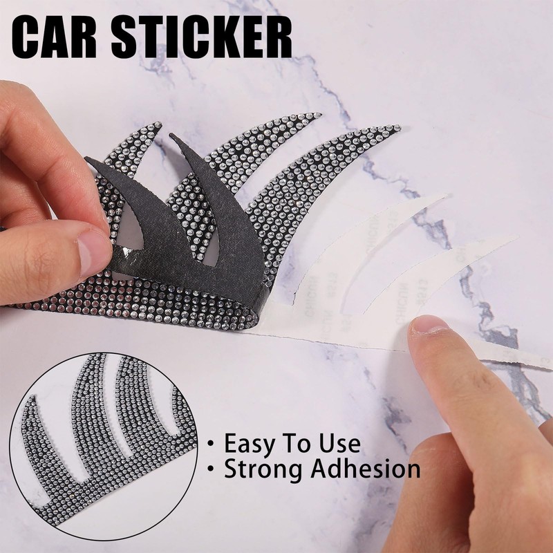 beinkmake 2Pcs Car Headlight Bling Eyelashes Stickers High Intensity Diamond