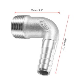 TA-VIGOR 304 Stainless Steel Hose Barb Fitting, 90 Degree Elbow 10mm Barbed x G3/8 Male Pipe Connector Adapter for Water Fuel Air