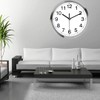 Wall Clock 12 Inch Metal Frame Glass Cover Non-ticking Number