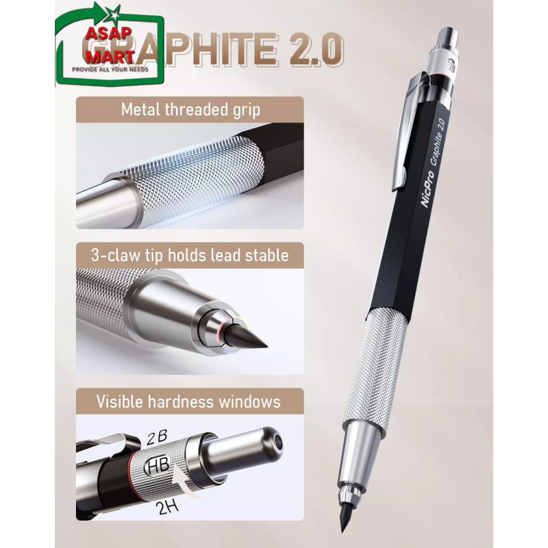 Nicpro 30PCS Art Mechanical Pencil Set in Leather Case, Metal