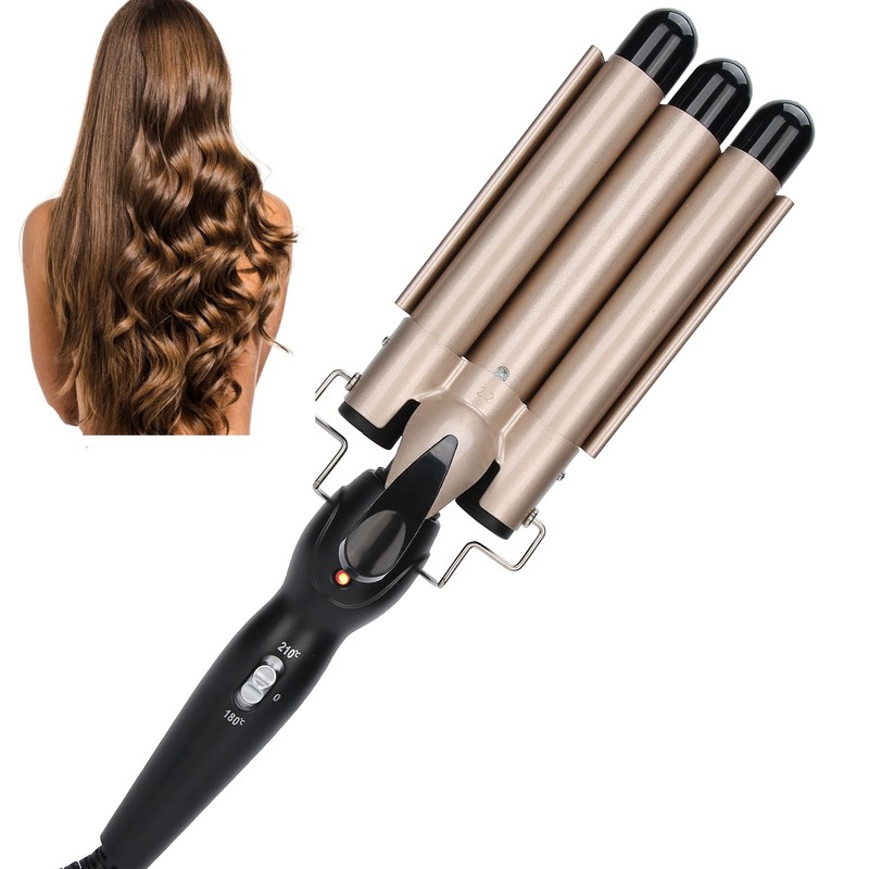 3 Barrel Curling Iron Wand Adjustable Hair Curler Waver Crimper