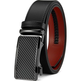 DOOPAI Men's Adjustable Ratchet Belt - Black Leather Dress Belt for Men, Customizable Fit, Easy to Use, Maximum Durability