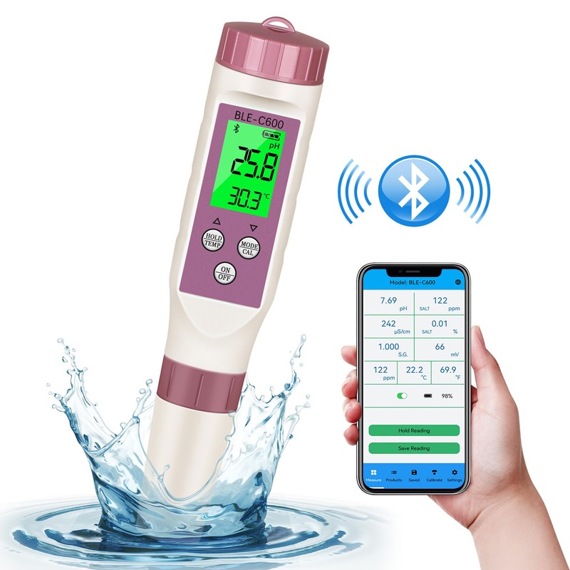 PH Meter 7-in-1 Tds Meter/Salinity Tester/pH Meter/EC Meter/Orp Meter/S.G Meter/Temp