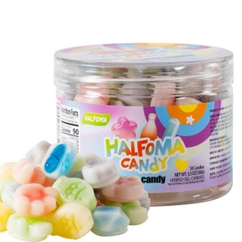 Halfoma Wax Bottle Chewable Candy, with Various Fruit-flavored Syrups in the Middle, Canned, 100g, 50 Candies