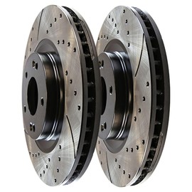 AutoShack Pair of 2 Front Drilled and Slotted Brake Rotors Black Driver and Passenger Side Replacement for 2007-2009 Hyundai Santa Fe 2.7L 3.3L V6 AWD FWD PR41491LR