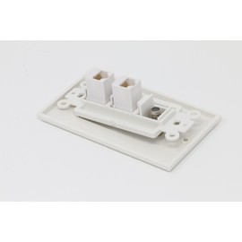 RiteAV Decorative 1 Gang Wall Plate (White/White) 3 Port - 2 x Cat6, 1 x Coax
