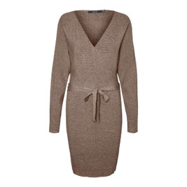 VERO MODA Female Knitted Dress VMHOLLYREM Long Dress, Brown Lentil