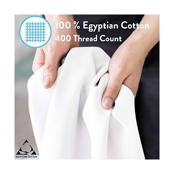 100% Egyptian Cotton King 400 Thread Count Extra Deep 16'' (40cms) Fitted Bed Sheet, White By Viceroybedding