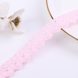 30Yards Lace Ribbon 0.7Inch Wide Multi-Colored Lace Edge Trim for Sewing,Crochet Lace for Craft,Costume or Jewelry and Sewing (Pink)