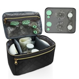 Wearable Breast Pump Bag for Elvie and Medela Pumps - Compact, Travel-Friendly Pump carrying case with Waterproof Mat - Ideal for Working Moms (Black)